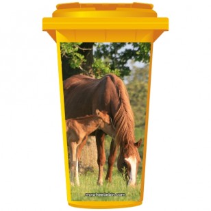 Mother & Baby Horse Wheelie Bin Sticker Panel